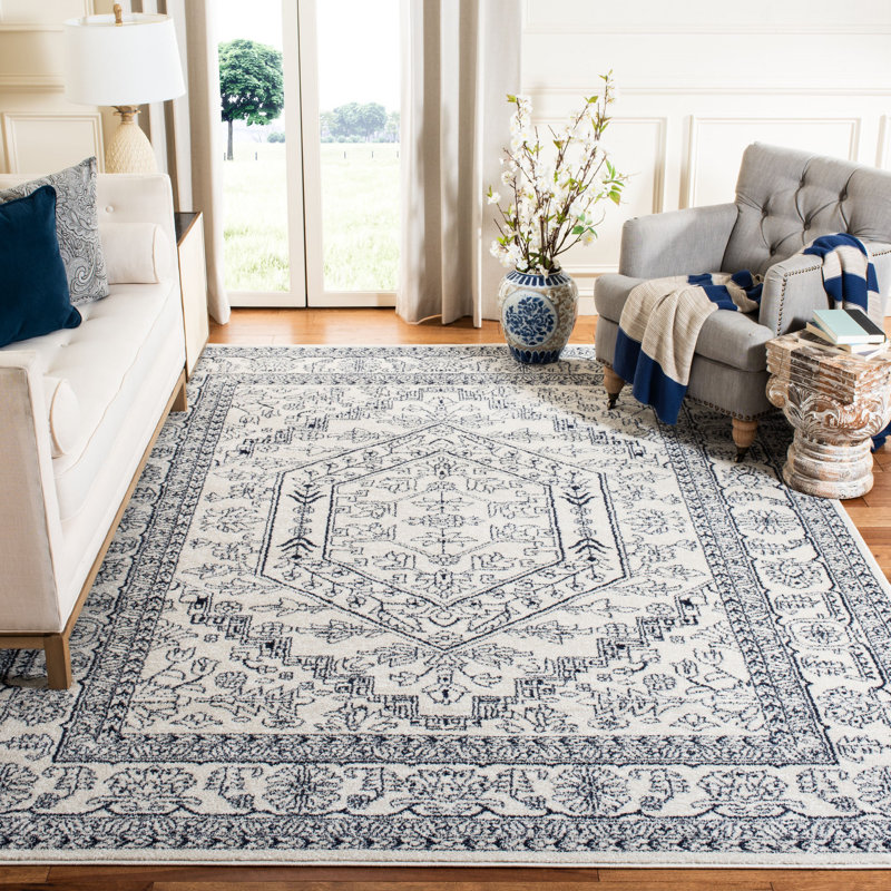 Tapis oriental de couleur sauge / ivoire Arrietty, Grey/Ivory, Rectangle 8 pi x 10 pi