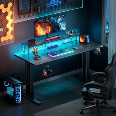 Steel Computer Desk with Built-In Electrical Outlet