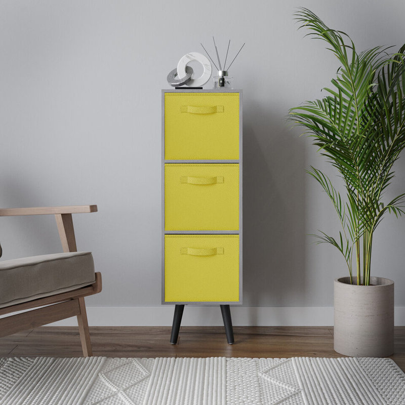 Fika 30cm W 3 - Drawer Chest of Drawers, Yellow/Black