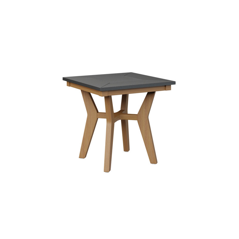 Mayhew Outdoor Square Side Table, Black, Natural Teak