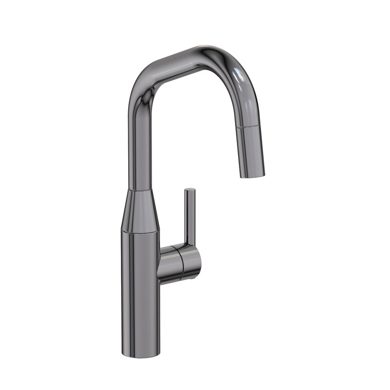 East Square Single Handle Pull Down Kitchen Faucet, Polished Chrome