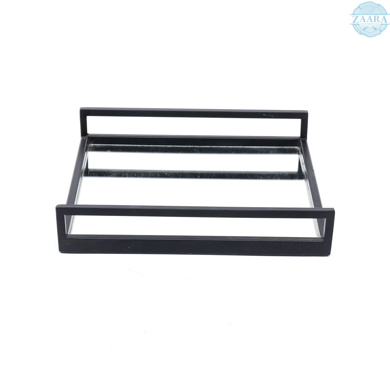 Handcrafted Glass With Metal Frame Serving Tray - 20x20x3 Inches | Rustic & Elegant Design for Entertaining-Set Of 2