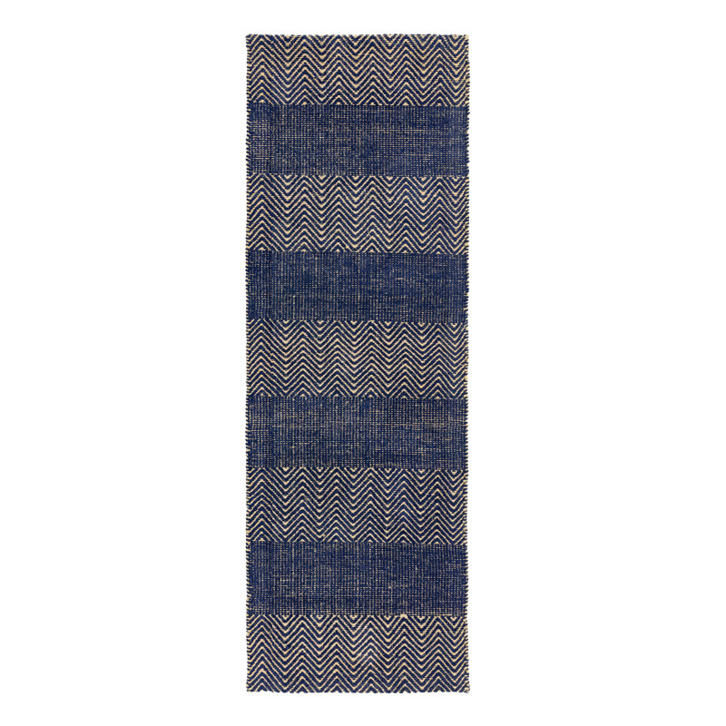 Aaisha Jute Flatweave Navy Rug, Runner 66 x 200cm