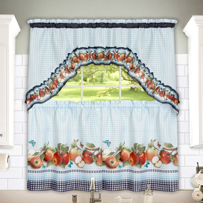 Golden Delicious Floral Swag Kitchen Curtain