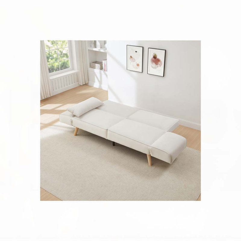 Futon canapé-lit avec accoudoirs réglables, réglable, Beige