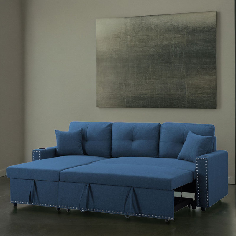 Canapé modulaire 2 pièces Arza, 100 % polyester bleu marine