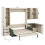 Grand lit escamotable avec bureau, tablettes et tiroirs, lit escamotable avec canapé, éclairage DEL / USB et 2 coussins confortables-1386804244