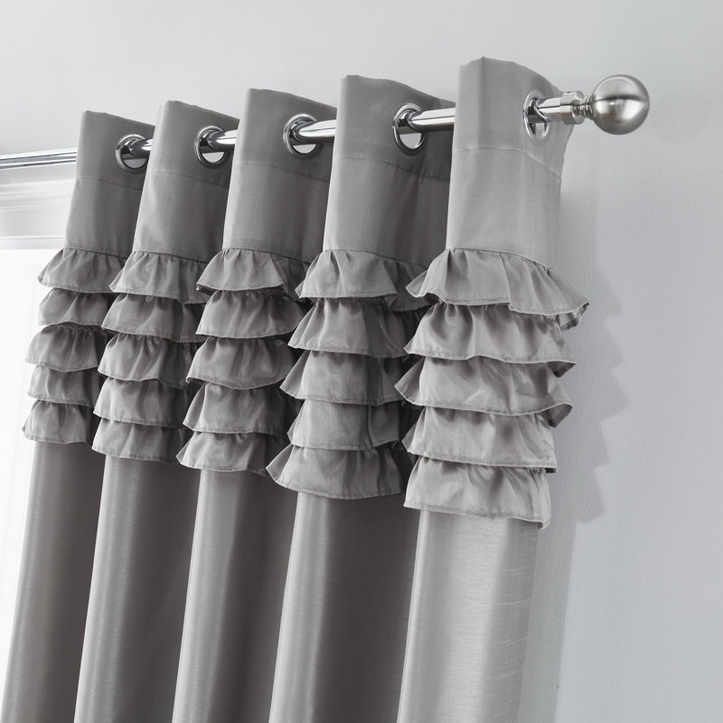 Flamenco Curtains, Silver, Width 168 x Drop 183cm
