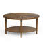Table basse ovale en bois massif avec rangement à 2 niveaux, style Mid-Century moderne-1347109654