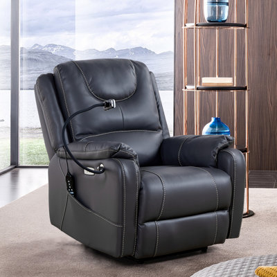 Fauteuil inclinable avec support de massage, de chauffage et de téléphone, fauteuil d'appoint avec poches latérales, ports de charge USB