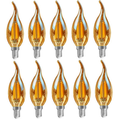 10 Pack , LED Dimmable E12 Candelabra Bulbs 4W (40W Equivalent) 2700K Soft Warm White, 450 Lumens CA11 Candle LED Filament Vintage Light Bulb for Chandelier Ceiling Fan Home Decoration