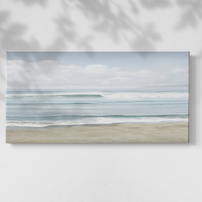 Douces vagues intemporelles - Toile tendue avec châssis - Prêt à accrocher, H 16 po x l 32 po