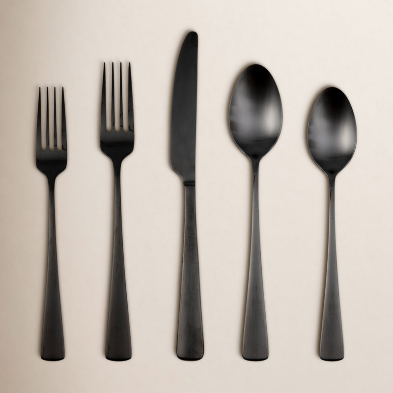 Elmire 20-Piece Flatware Set, Black Satin
