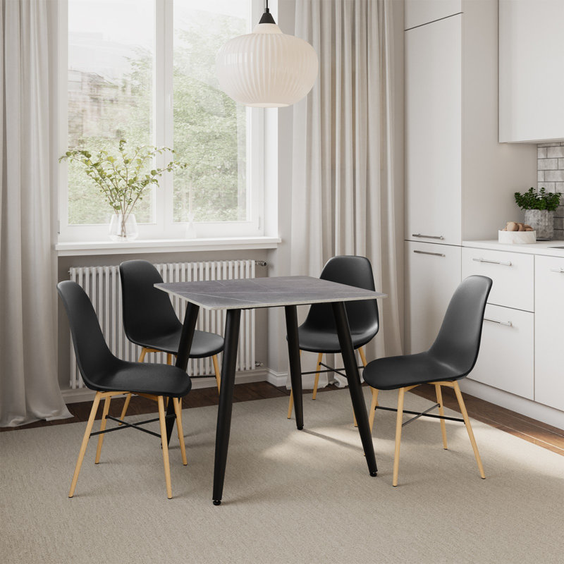4 - Person Dining Set, Black, Armani Grey