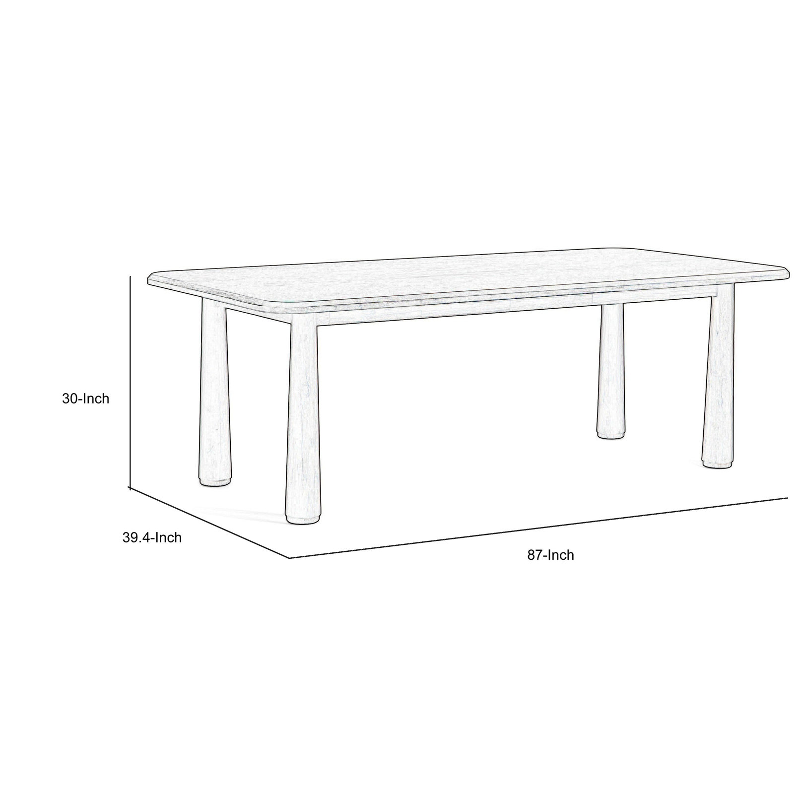 Meridian 43'' Dining Table, Natural Brown, 30" H x 39.4" W x 87" L 