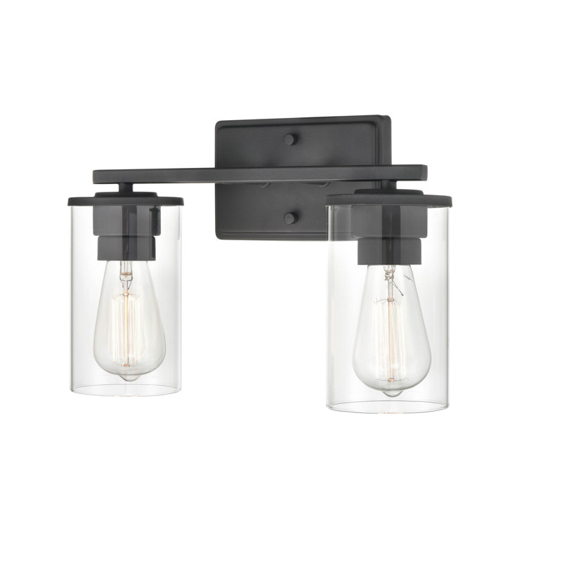 Luminaire à 2 lumières de 14 po Aibhilin Éclairage pour meuble-lavabo, Noir mat