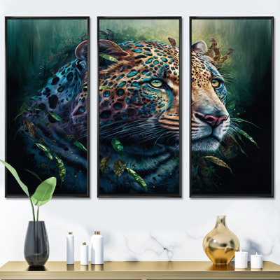 «Jungle Leopard In The Wild», reproduction sur toile 3 pièces