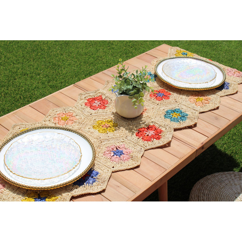 Chemin de table Raffia, tissé à la main au crochet, chemin de table, chemin de table, fait à la main à Madagascar
