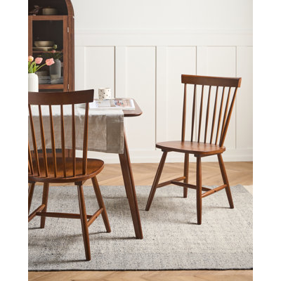 Maximiliano 46 cm H Solid Wood Spindle Back Side Chair in Brown