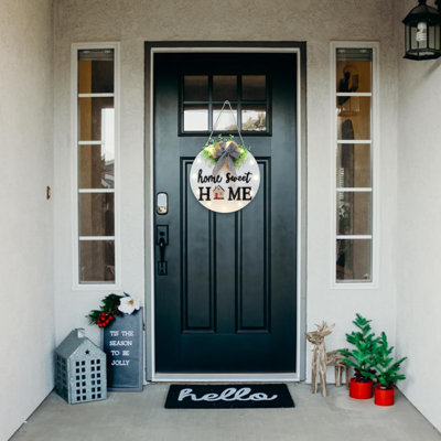 Panneau de bienvenue interchangeable pour la porte d'entrée avec 14 icônes interchangeables, panneau mural rustique en bois avec 12 lumières à DEL, décorations saisonnières pour l'extérieur Welcome Home (blanc1)