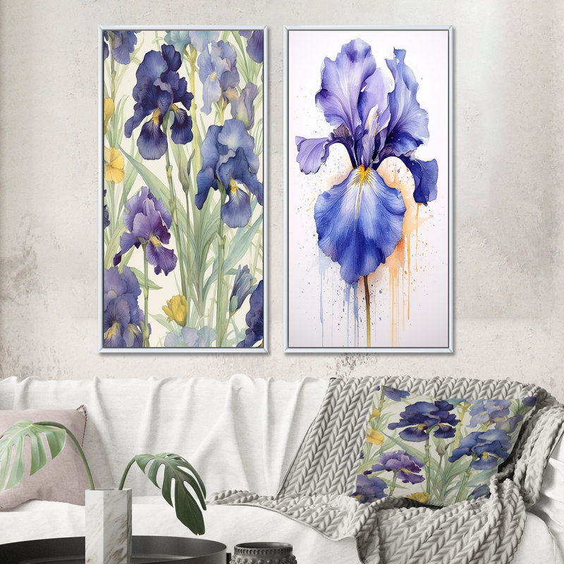 «Impression Of Iris», 2 pièces sur toile, Cadre blanc, H 24 po x l 20 po