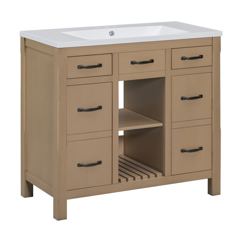 Meuble-lavabo 36 po avec lavabo supérieur, Bois
