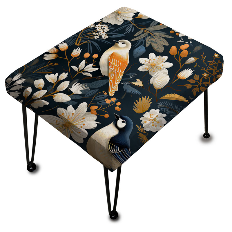 Blooming Scandinavian Bird Elegance - Repose-pieds rectangulaire floral