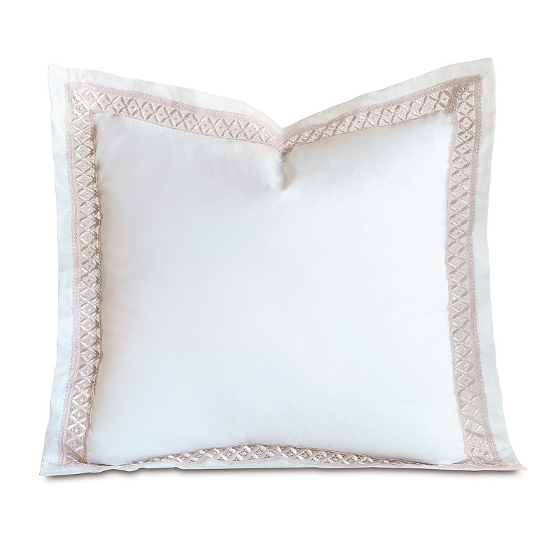 Taie décorative 100% coton Juliet, Euro, Blanc / Fauve