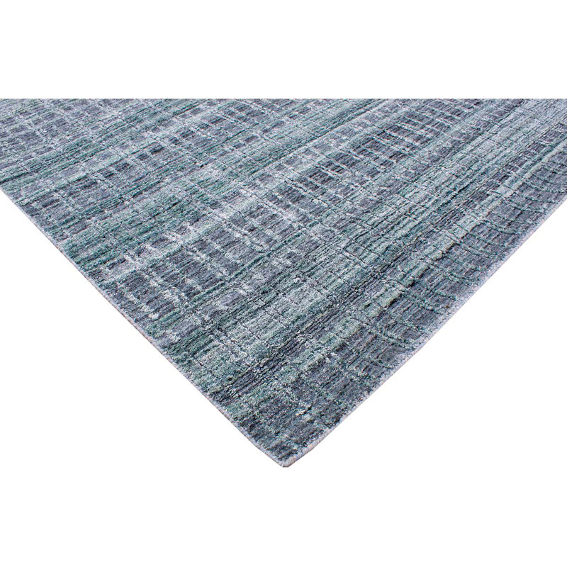 Tapis turquoise et bleu clair noué à la main de haute qualité, Rectangle 4 pi x 6 pi