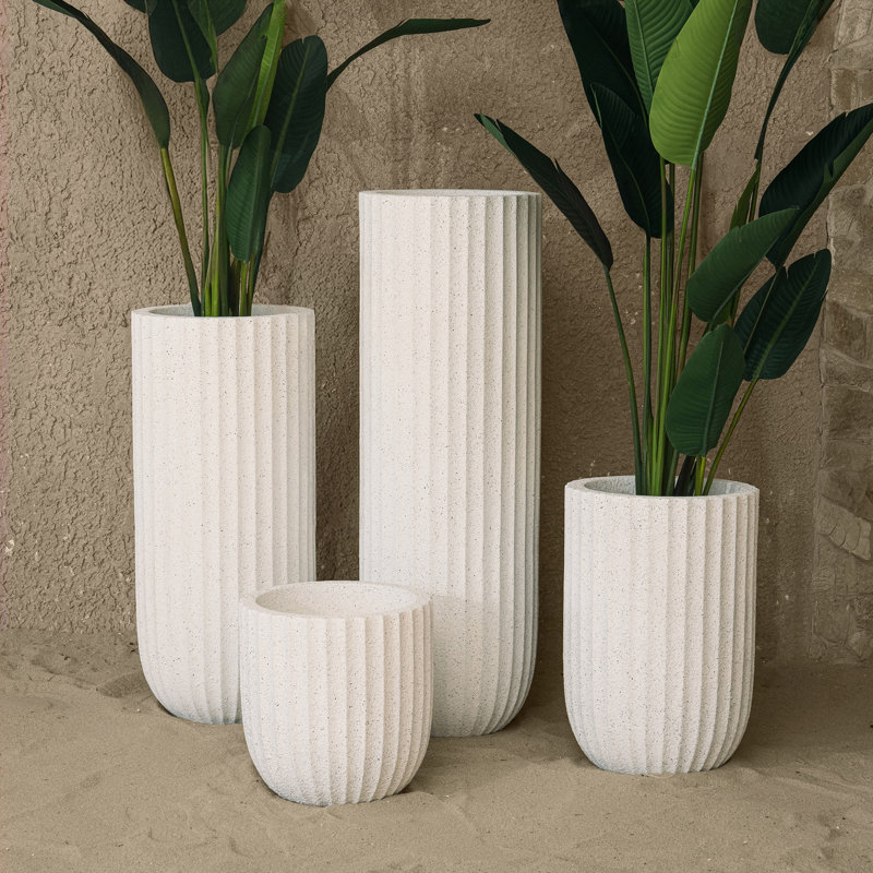 Pot à fleurs Ticuta 24 po, Blanc
