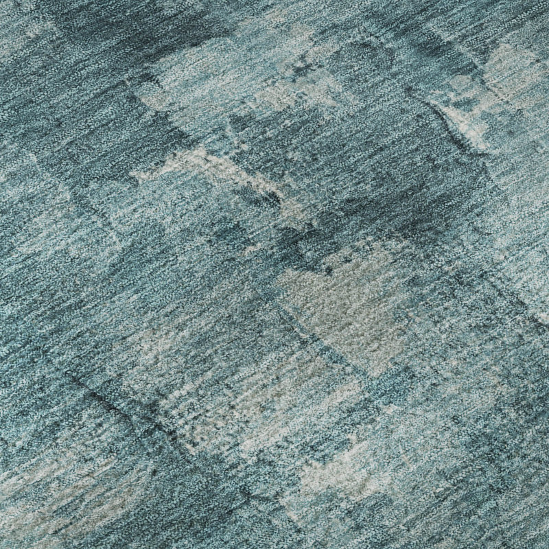 Premium Machine Washable Mayfield Abstract Rug, Teal, 8' Round