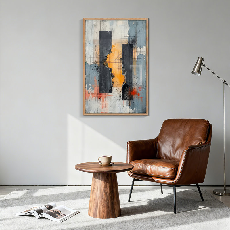 Ensemble de 1 toile texturée abstraite, 48"H x 32"W, Naturel