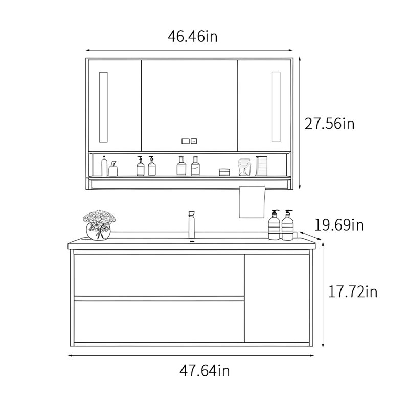 Stylish minimalist style bathroom cabinet, Black