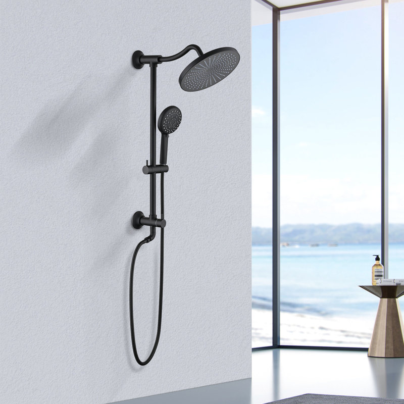 Système de douche à barre coulissante à 5 réglages - Double tête noire matte 1,8 g / min. Le jet réglable résiste à la corrosion et à la décoloration.
