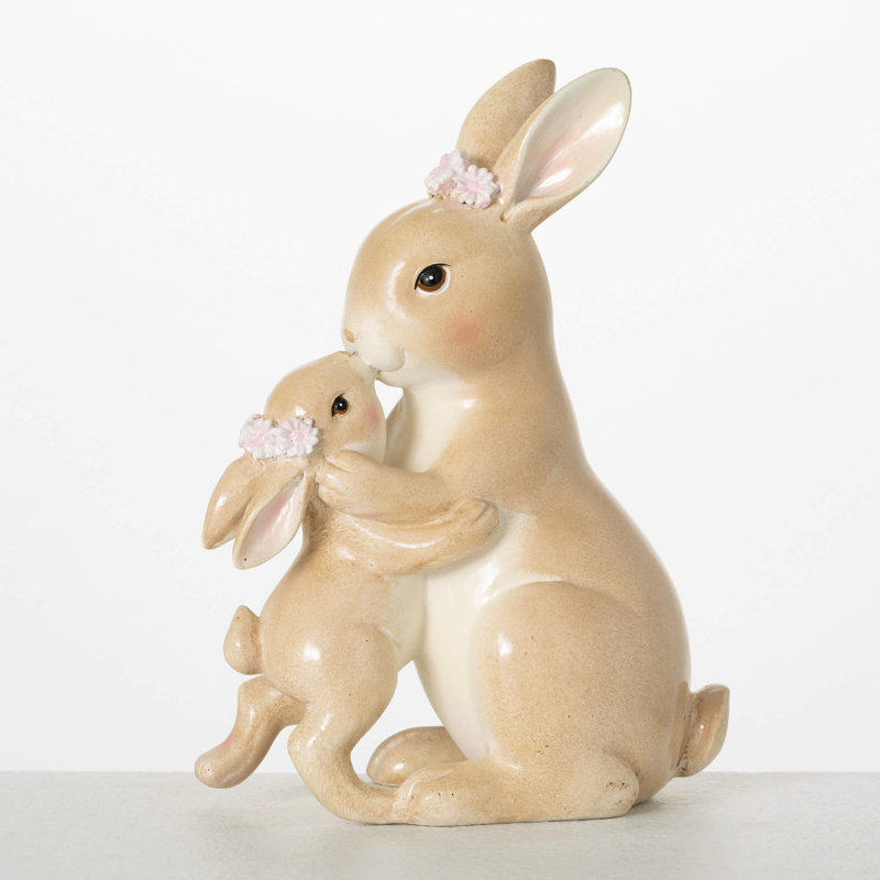 Figurine de lapin 7 "mère et bébé, résine