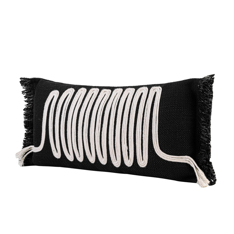 Longue housse de coussin lombaire noire