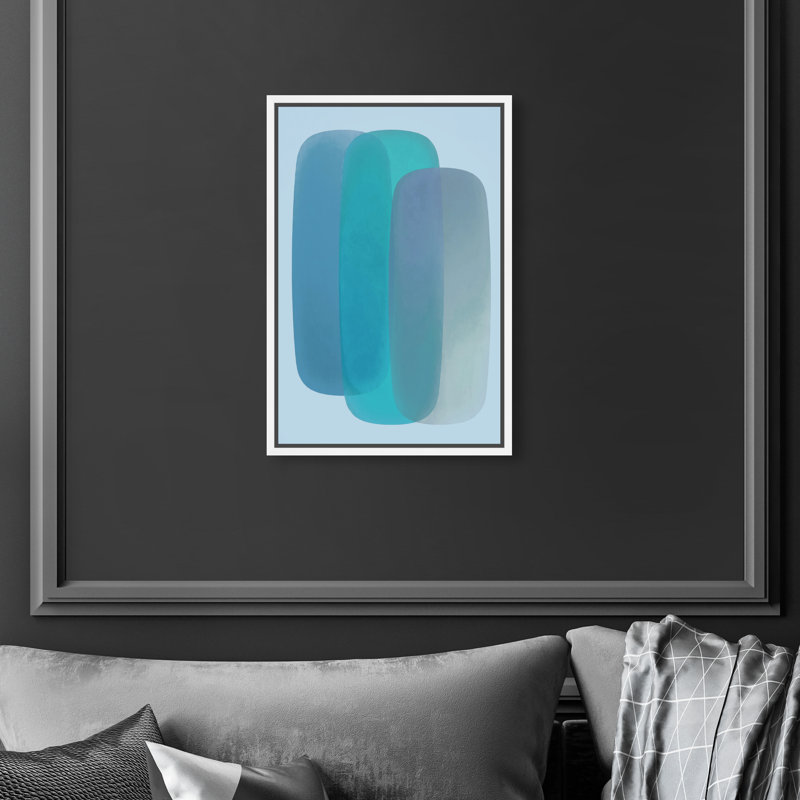 Teal Gradients Print by Oliver Gal, 31"H x 21"W, White Floater Frame