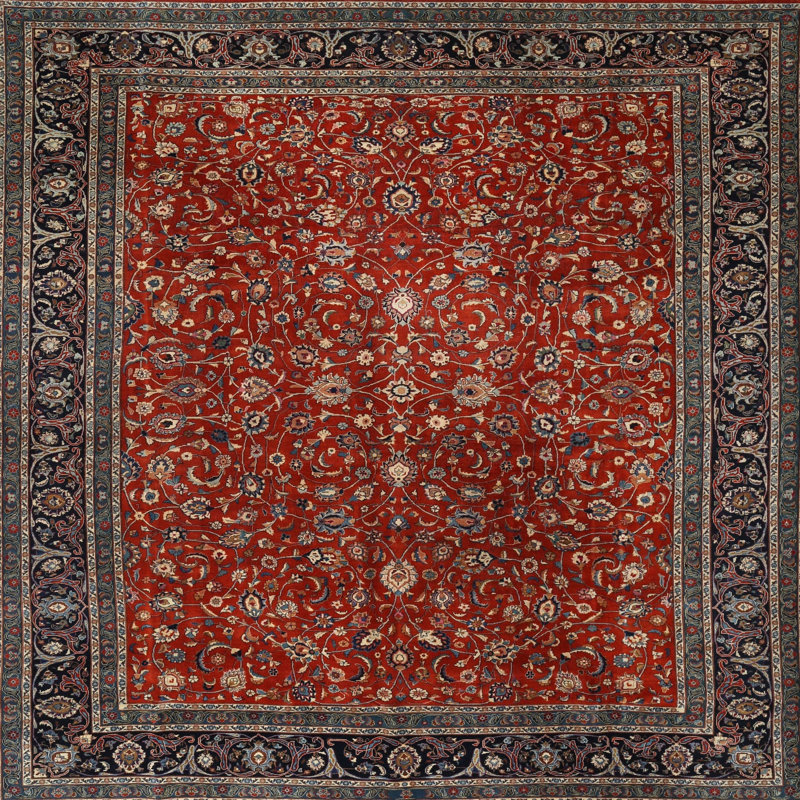 Tapis oriental rouge Selina, Carré 6 pi