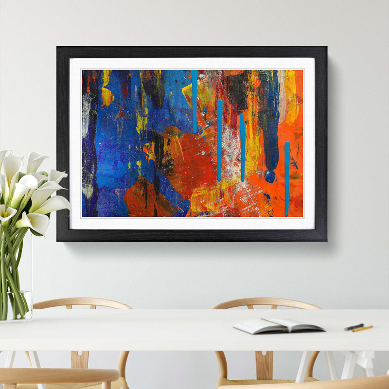 Abstract Art Painting Vol.358 by S.Johnson - Picture Frame Painting Print, 27cm H x 36cm W x 2cm D, Black Framed