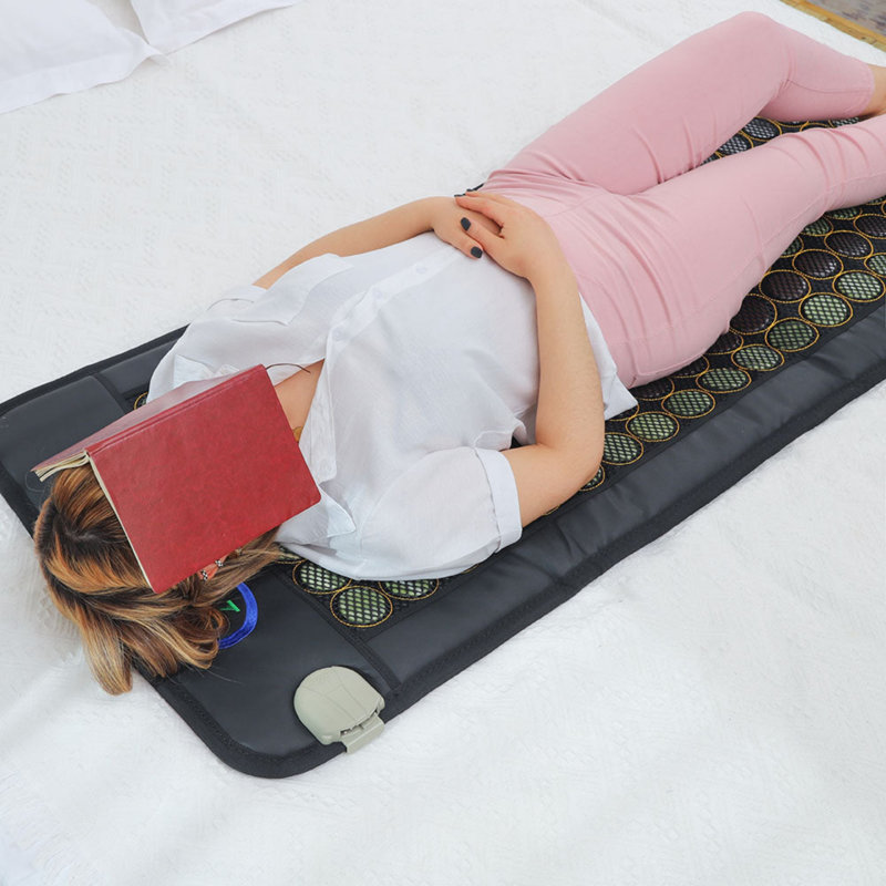 Tapis chauffant à infrarouge lointain Acada avec tourmaline et jade, grand coussin chauffant pour pierres précieuses de 59,1 po x 23,6 po pour soulager la fatigue et détendre votre corps, température et minuterie réglables, 110 V