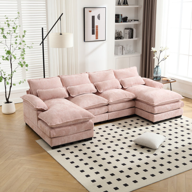Chenille à la mode avec une éponge confortable et un dossier solide en mousse spacieuse, Rose
