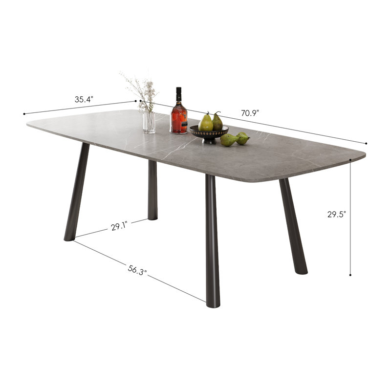 Dining Table with Chair Set of 3, Gray