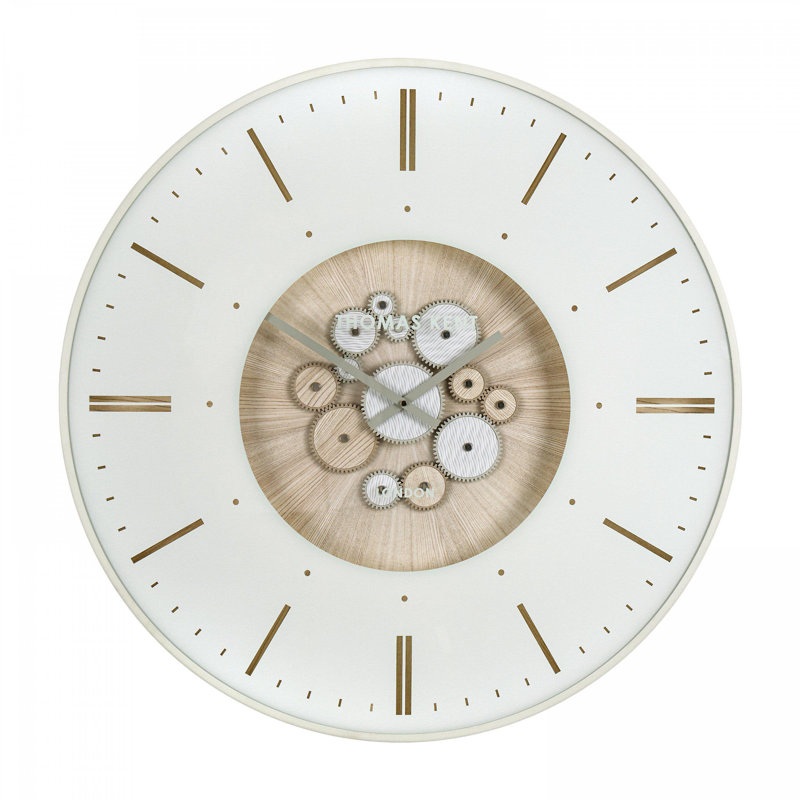 Metal Wall Clock, 74 cm H x 74 cm W x 6 cm D, White