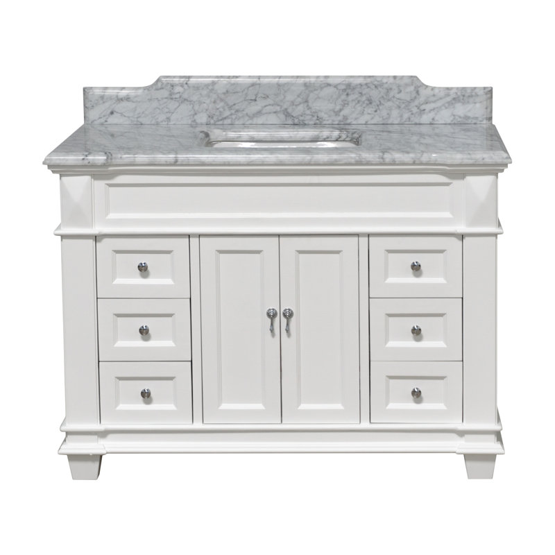 Ensemble de meuble-lavabo simple 48 po Ensa, Marbre de Carrare, Blanc