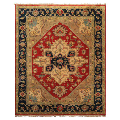 Tapis en laine noué à la main 7 pi 11 po x 9 pi 9 po Indo