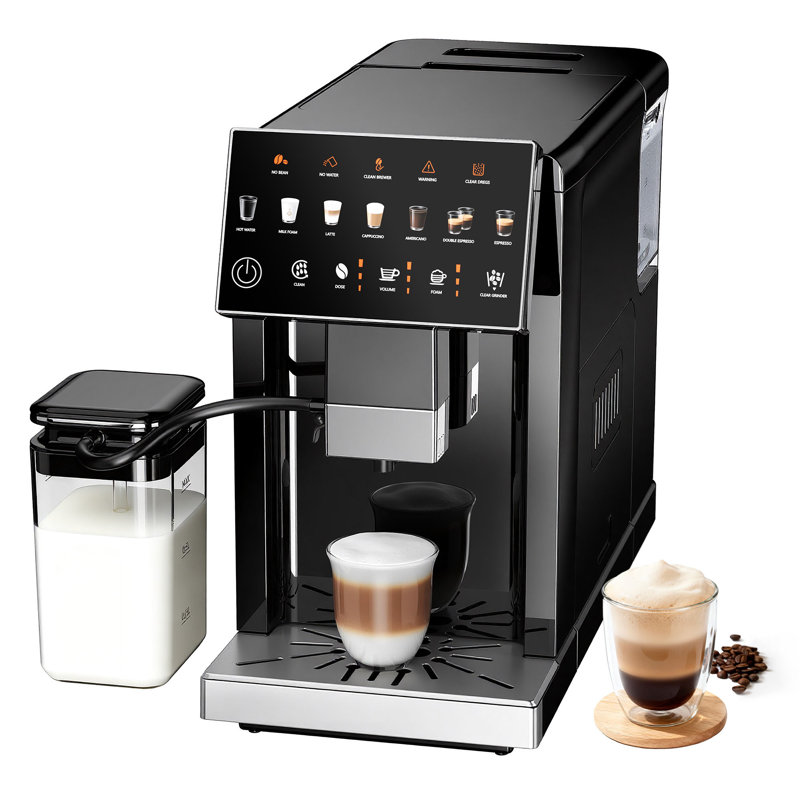 Simzlife 20 Bar Fully Automatic Coffee And Espresso Machine, Milk Frother & Smart Touchscreen, Auto-Clean, Dual Boiler Design, Black