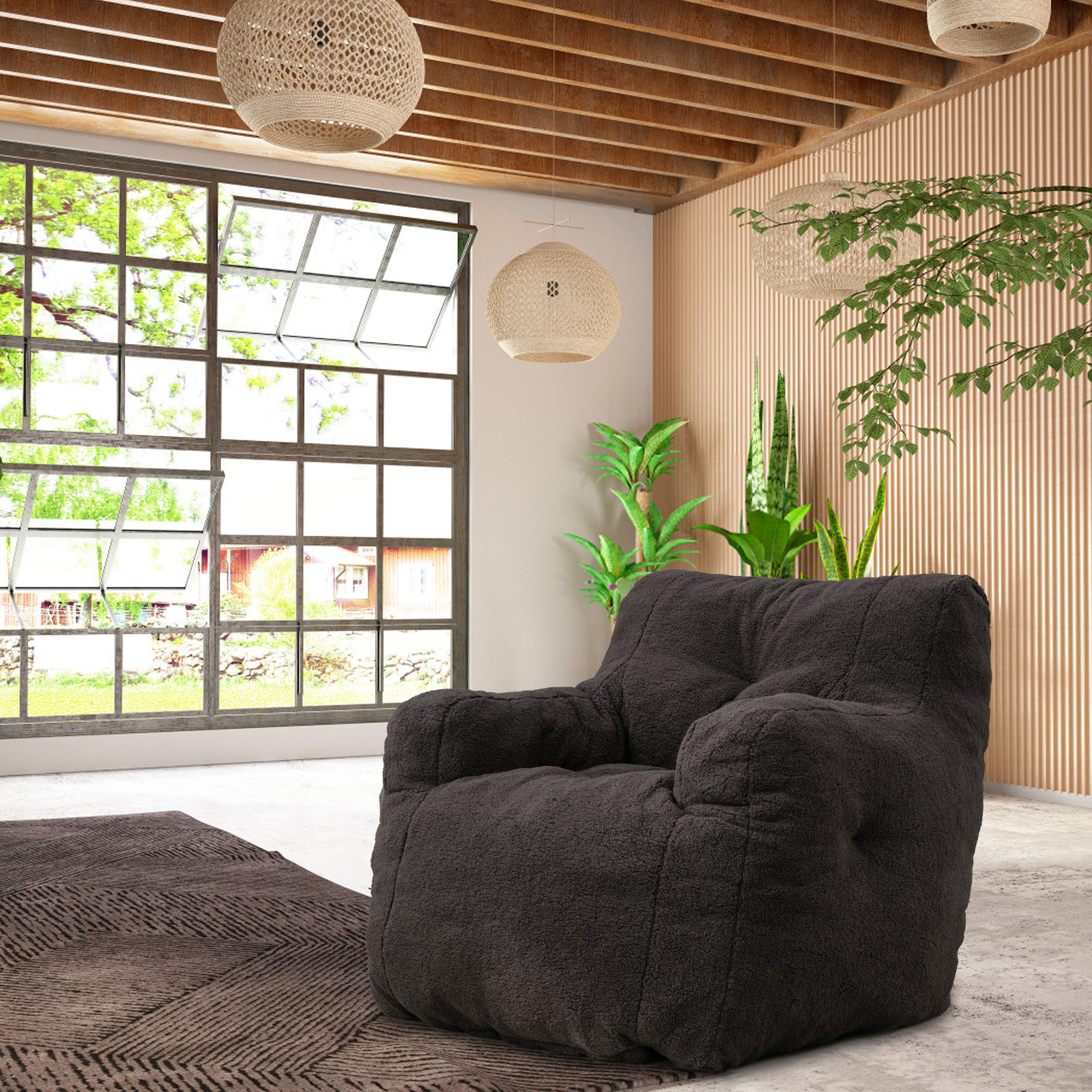 Trule Cozy Teddy Fabric Bean Bag Chair - Soft And Comfy Lounge