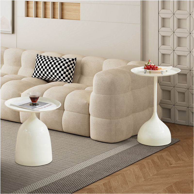 Quick Assembly Metal Side Table, White