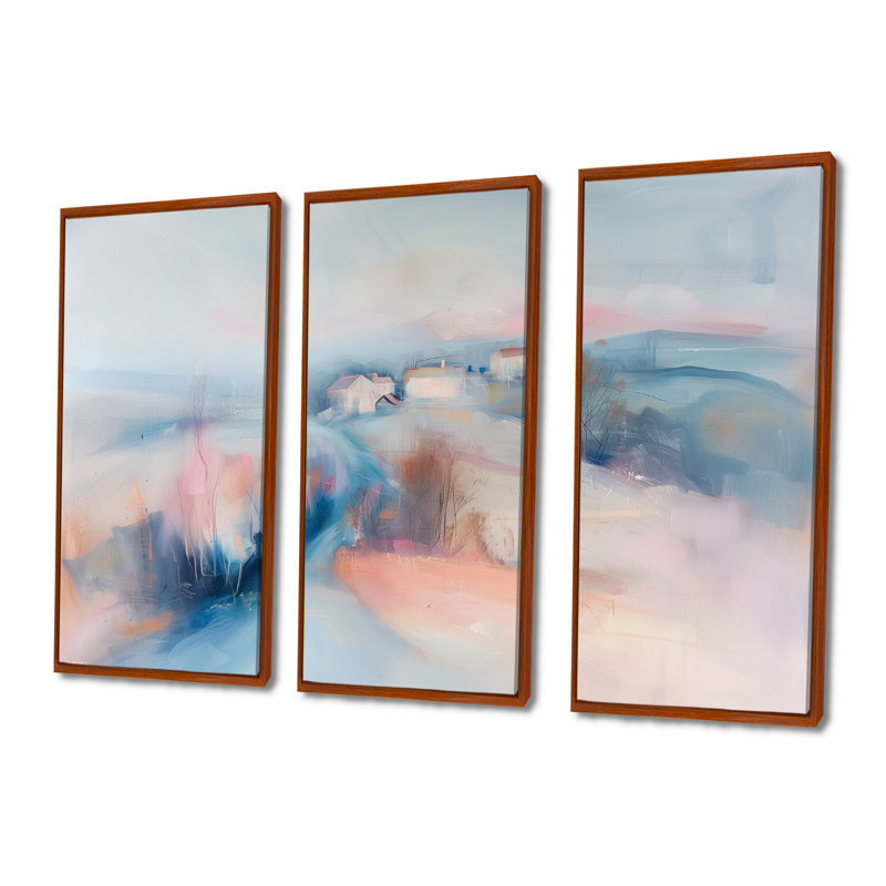 Ensemble de salon Wall Art, Toile avec cadre flottant brun, H 28 po x l 36 po x P 1 po
