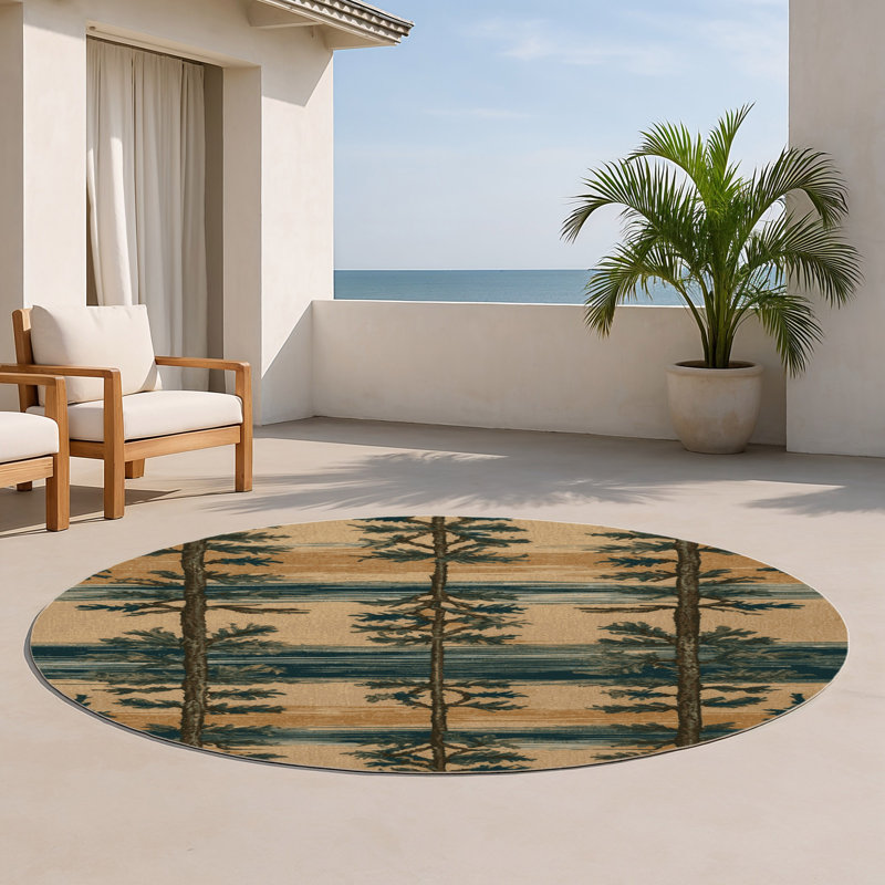 Tapis d'intérieur et d'extérieur brun Nature, Rond 5 pi